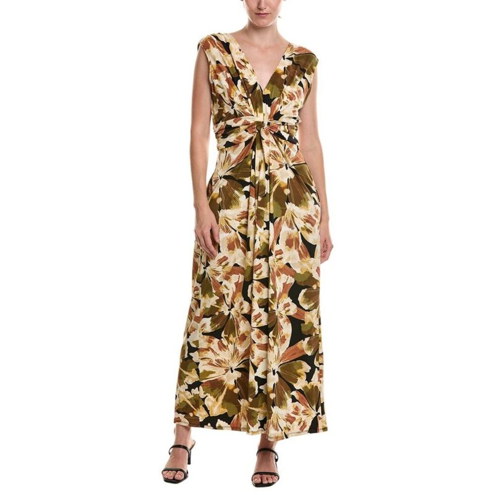 Anne Klein Womens  Petite Twist Front Maxi Dress, Black